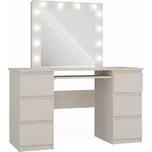 Toaletní stolek HOLLOW - kašmír + zrcadlo a LED osvětlení ZDARMA