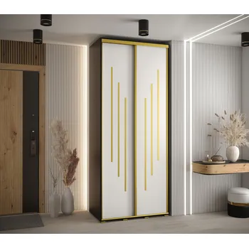 Šatní skříň Šatní skříň ASIRI 8 - 110/60 cm, černá / bílá / zlatá