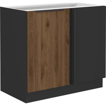 Kuchyňská skříňka Prodloužená rohová skříňka TOVA - šířka 105 cm, ořech okapi / černá