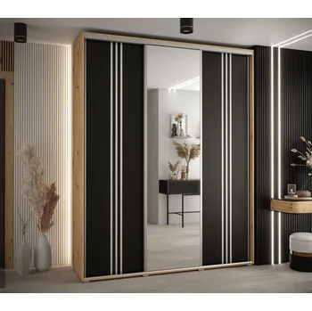 Šatní skříň Šatní skříň YVONA 7 - 190/45 cm, dub artisan / černá / stříbrná