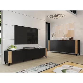 Obývací stěna Nábytek do obýváku LORDA 1 - dub kraft / černá