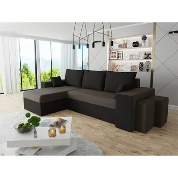 Sedací souprava Sedací souprava s taburety TIMRA - černá / tmavá šedá