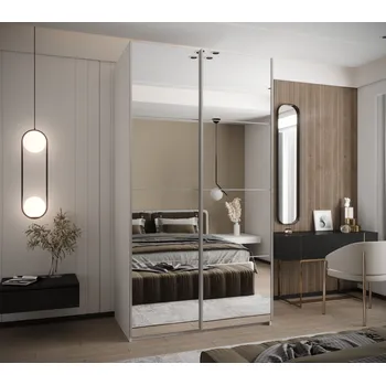 Šatní skříň Dvoudveřová skříň SAMARA 2 - 140 cm, bílá / stříbrná