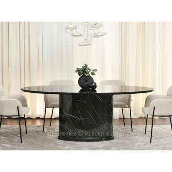 Jídelní stůl Designový oválný jídelní stůl 200x100 GERSON - černý mramor