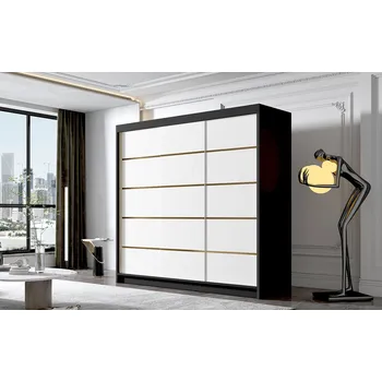 Šatní skříň Šatní skříň MILINA - 200 cm, černá / bílá