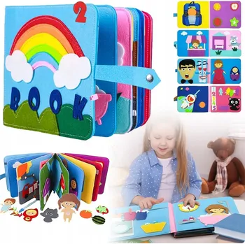 Hračka pro nejmenší SENZORICKÁ KNIHA MONTESSORI 3D KNIHA PRO DĚTI VZDĚLÁVACÍ PLST