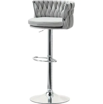 Barová židle Designová barová židle KRISMAR - šedá / chrom