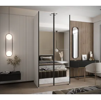 Šatní skříň Dvoudveřová skříň SAMARA 2 - 100 cm, bílá / černá