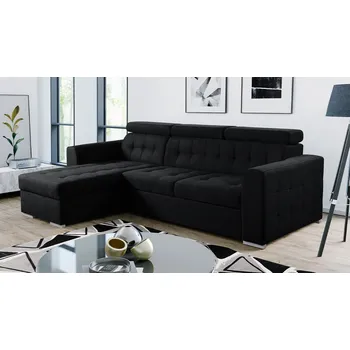 Sedací souprava Rozkládací sedačka s úložným prostorem GRANADA - černá, levý roh
