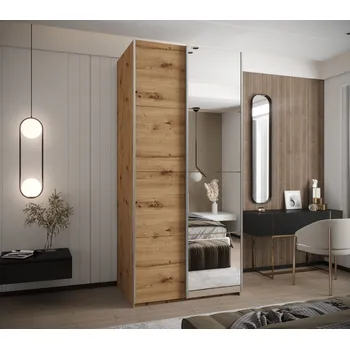 Šatní skříň Dvoudveřová skříň SAMARA 3 - 120 cm, dub artisan / stříbrná