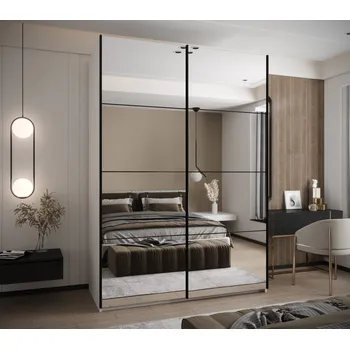 Šatní skříň Dvoudveřová skříň SAMARA 2 - 170 cm, bílá / černá / černá