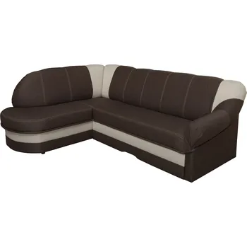 Sedací souprava Rozkládací sedačka POPPI s úložným prostorem - tmavě hnědá / béžová, levá