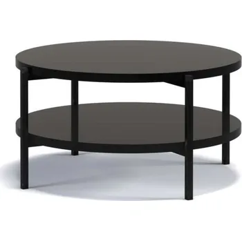 Konferenční stolek Kulatý konferenční stolek s úložným prostorem VILEM - černý lesk