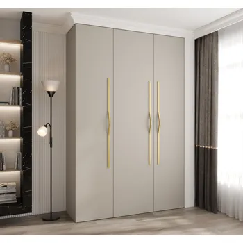 Šatní skříň Šatní skříň s policemi 160/40 LORENA 2 - kašmír / zlatá