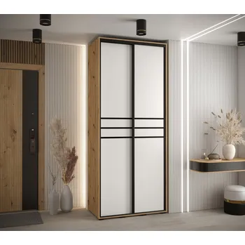 Šatní skříň Šatní skříň ASIRI 10 - 120/45 cm, dub artisan / bílá / černá