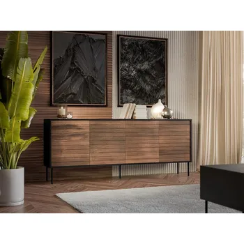 Komoda Široká komoda s dvířky MAYKI - ořech / černá