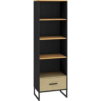 regál Policový regál se šuplíkem SABEL - černý / dub craft zlatý