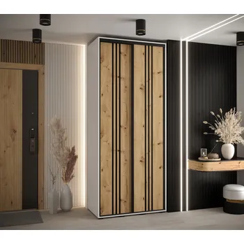 Šatní skříň Šatní skříň ASIRI 6 - 120/45 cm, bílá / dub artisan / černá