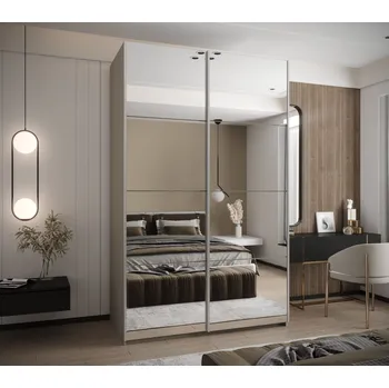 Šatní skříň Dvoudveřová skříň SAMARA 2 - 150 cm, kašmír / stříbrná