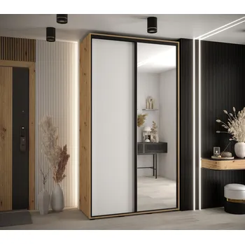 Šatní skříň Šatní skříň ASIRI 3 - 140/45 cm, dub artisan / bílá / černá