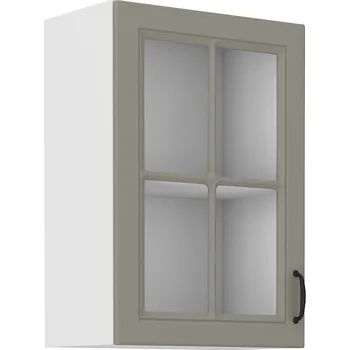 Kuchyňská linka Horní prosklená skříňka SOPHIA - šířka 40 cm, světle šedá / bílá