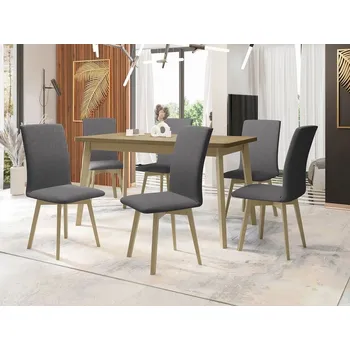 Jídelní stůl Moderní jídelní sestava 6+1 ADELBITE 10 - dub sonoma / ocelová šedá