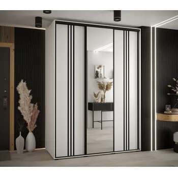 Šatní skříň Šatní skříň ASIRI 7 - 180/60 cm, bílá / černá