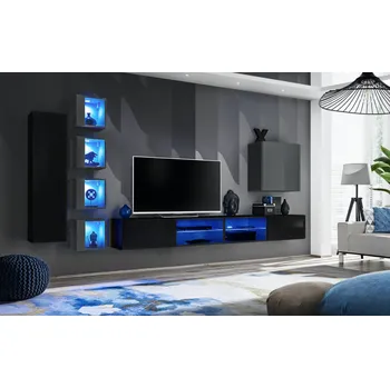 Obývací stěna Stěna do obývacího pokoje RIONATA 26 - černá / grafit