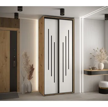 Šatní skříň Šatní skříň YVONA 8 - 120/45 cm, dub artisan / bílá / černá