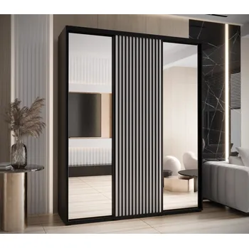 Šatní skříň Šatní skříň FIDELIA 2 - 190/60 cm, černá / bílá / černá