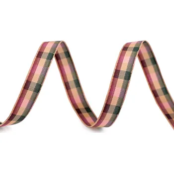 Stuha Károvaná stuha šíře 10 mm, střední, 3 béžová tm.