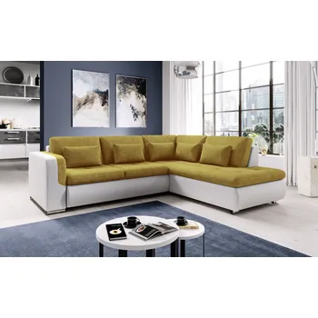 Sedací souprava Rohová sedací souprava DAFNI - bílá / hořčicová, pravý roh