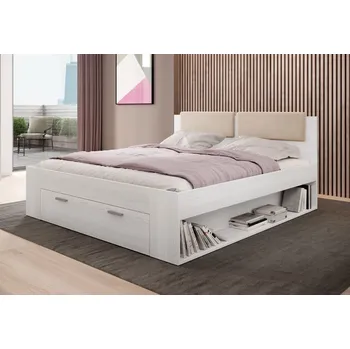 Postel Manželská postel se šuplíkem 180x200 CROSBY - jasan abisko bílý