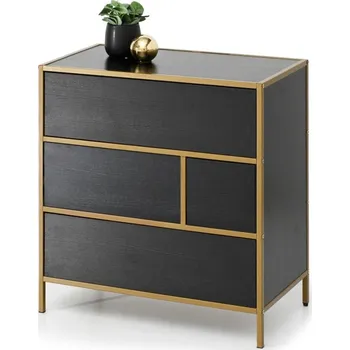 Komoda Úzká šuplíková komoda MAIRA - černá / zlatá