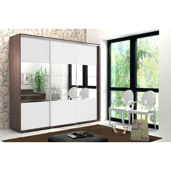 Šatní skříň Třídveřová šatní skříň 278/215 LUCA - čokoláda / bílá