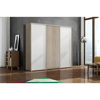 Šatní skříň Třídveřová šatní skříň 250/215 LEO - dub sonoma / bílá