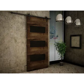 Interiérové dveře Posuvné interiérové dveře XAVIER 2 - 100 cm, černé / jasan tmavý