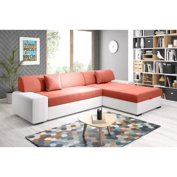 Sedací souprava Rohová sedací souprava CHRISTEL - bílá / lososová, pravý roh