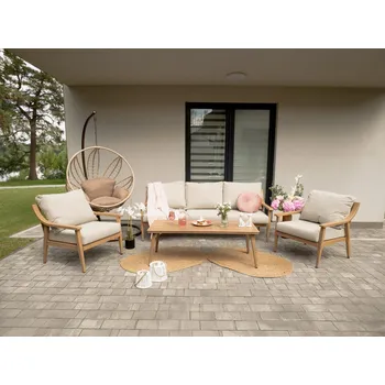 Zahradní sestava Velká elegantní zahradní sestava KARINE - béžová / hnědá