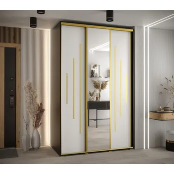 Šatní skříň Šatní skříň YVONA 13 - 160/60 cm, černá / bílá / zlatá