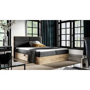 Postel Kontinentální postel 180x200 CHANTELLE 5 - dub wotan / grafitová + topper ZDARMA