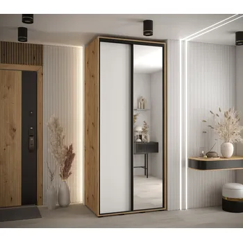 Šatní skříň Šatní skříň YVONA 3 - 110/60 cm, dub artisan / bílá / černá