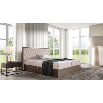 Postel Kontinentální postel 180x200 CHANTELLE 6 - tmavý dub / růžová + topper ZDARMA