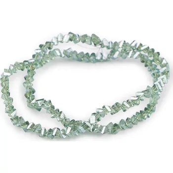 Korálek Skleněné broušené korálky triangl 3 mm na drátku, střední, 4 zelená šalvěj světlá