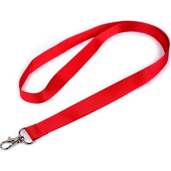 Náramek Šňůra na krk s karabinkou, střední, 1 červená