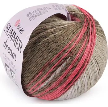 Příze Pletací příze Summer Dream 100 g, střední, 3 (4313) šedozelená sv. růžová