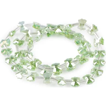 Korálek Skleněné korálky broušené mašličky a hladké tyčky na drátku, střední, 3 zelená sv.