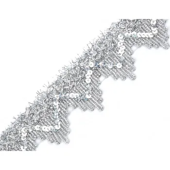 Leonský prýmek s flitry, střední, 2 stříbrná