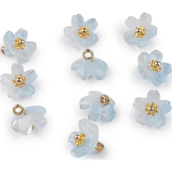 Dětské navlékací korálky Plastové korálky / přívěsky květ k výrobě bižuterie a přívěsků Ø10 mm, střední, 6 modrá pomněnková