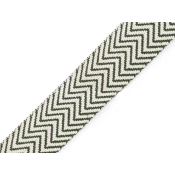 Bavlněný oboustranný popruh šíře 38 mm, střední, 2 režná světlá zelená